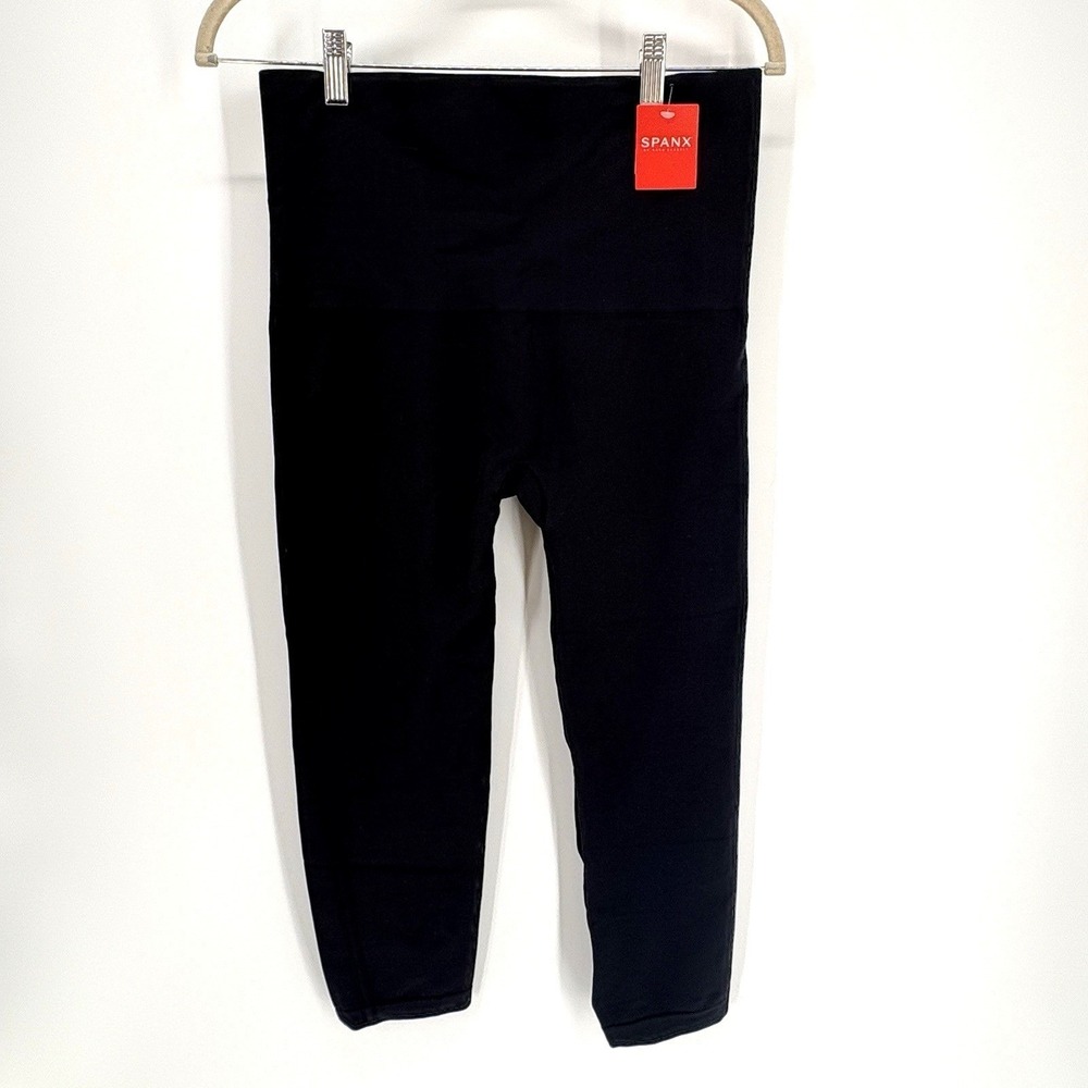 Spanx Cropped Lamn Leggings 2X Very Black Stretch NWT